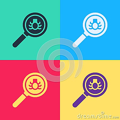 Pop art Flea search icon isolated on color background. Vector Vector Illustration