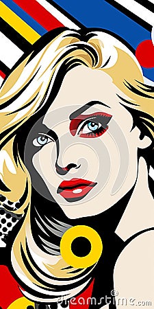 Pop Art Girl: Bold Graphic Design Inspired By Roy Lichtenstein Cartoon Illustration