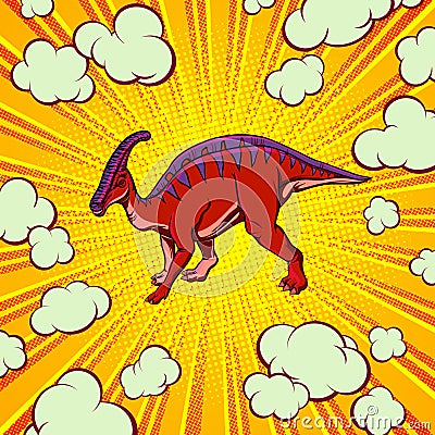 Pop art hadrosaur concept for print and design. Vector illustration. Vector Illustration