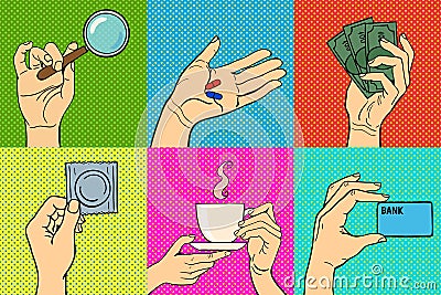 Pop art hands vector illustration. Vector Illustration