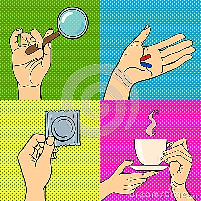 Pop art hands vector illustration. Vector Illustration