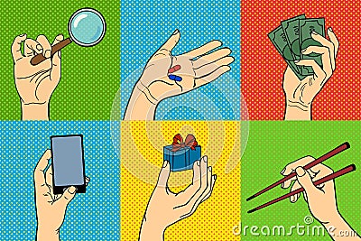 Pop art hands vector illustration. Vector Illustration