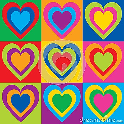 Pop Art Hearts Vector Illustration