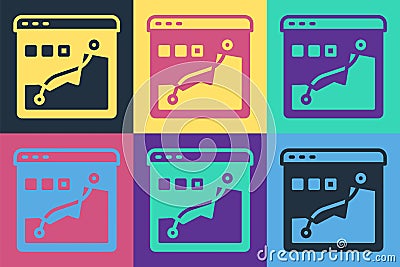 Pop art Histogram graph photography icon isolated on color background. Vector Vector Illustration