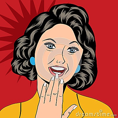 Pop Art illustration of a laughing woman Vector Illustration