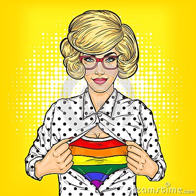 Pop art illustration of lesbian Cartoon Illustration