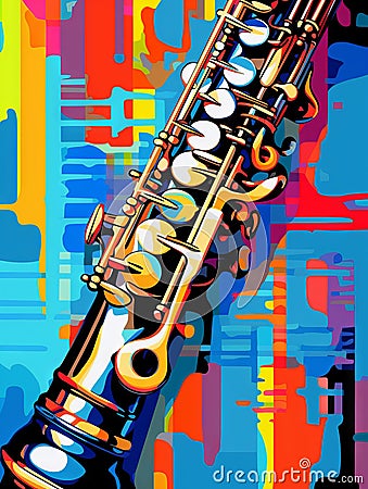 Pop Art Oboe Cartoon Illustration