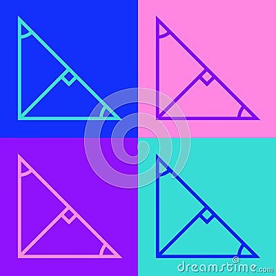 Pop art line Angle bisector of a triangle icon isolated on color background. Vector Vector Illustration