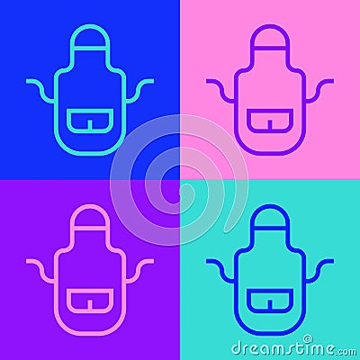 Pop art line Barber apron icon isolated on color background. Apron of a hairdresser with pockets. Vector Vector Illustration