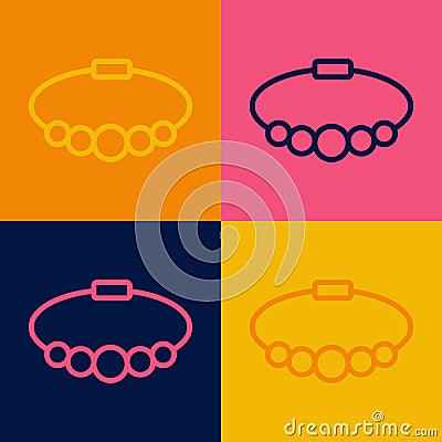 Pop art line Bracelet jewelry icon isolated on color background. Bangle sign. Vector Vector Illustration