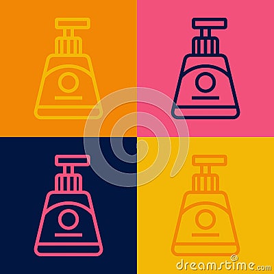 Pop art line Cream or lotion cosmetic tube icon isolated on color background. Body care products for woman. Vector Vector Illustration
