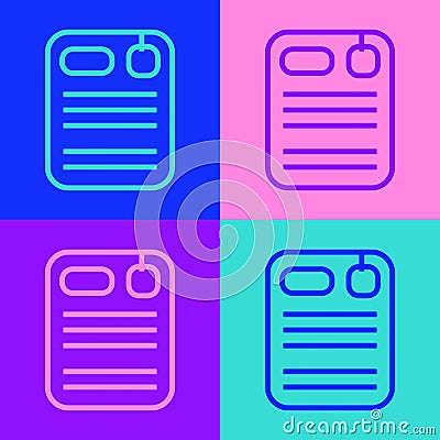 Pop art line Dossier folder icon isolated on color background. Vector Vector Illustration