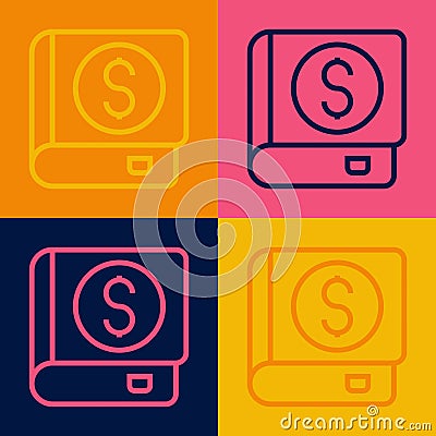 Pop art line Financial book icon isolated on color background. Vector Stock Photo