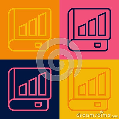 Pop art line Financial book icon isolated on color background. Vector Vector Illustration