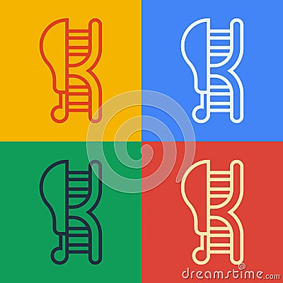 Pop art line Genetically modified chicken icon isolated on color background. Syringe being injected to chicken. Vector Vector Illustration