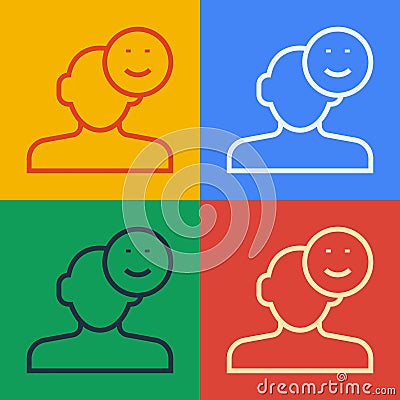 Pop art line Good mood icon isolated on color background. Vector Stock Photo