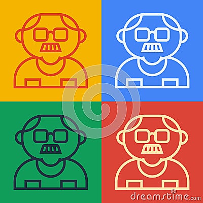 Pop art line Grandfather icon isolated on color background. Vector Vector Illustration