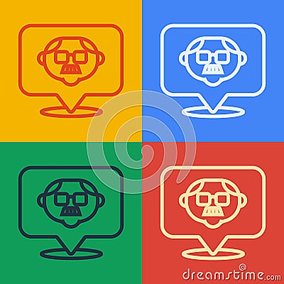 Pop art line Grandfather icon isolated on color background. Vector Vector Illustration