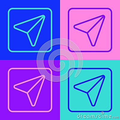 Pop art line Infographic of city map navigation icon isolated on color background. Interface concept design. Geolocation Vector Illustration
