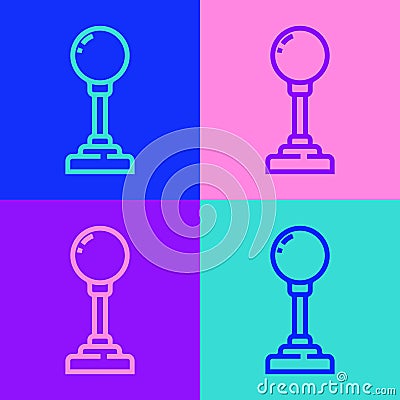 Pop art line Joystick for arcade machine icon isolated on color background. Joystick gamepad. Vector Illustration Vector Illustration