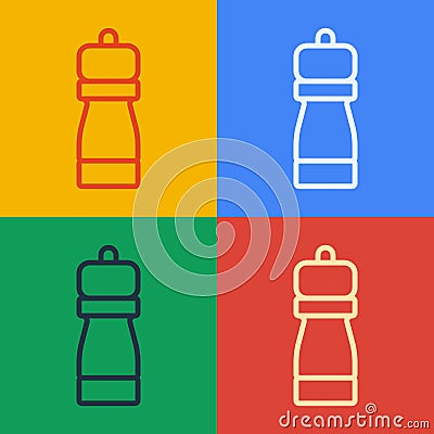 Pop art line Pepper icon isolated on color background. Cooking spices. Vector Vector Illustration