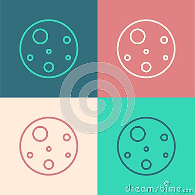 Pop art line Planet Mars icon isolated on color background. Vector Vector Illustration