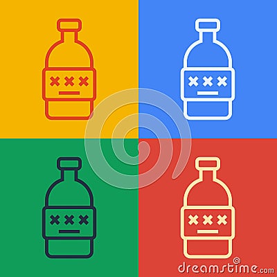 Pop art line Poisoned alcohol icon isolated on color background. Vector Vector Illustration