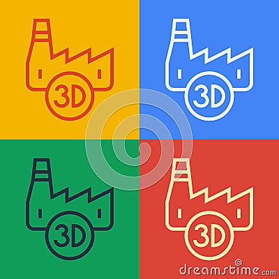 Pop art line Printing house industry icon isolated on color background. Vector Vector Illustration