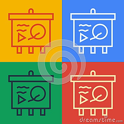 Pop art line Scenario on chalkboard icon isolated on color background. Script reading concept for art project, films Vector Illustration