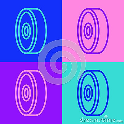 Pop art line Skateboard ball bearing icon isolated on color background. Vector Vector Illustration