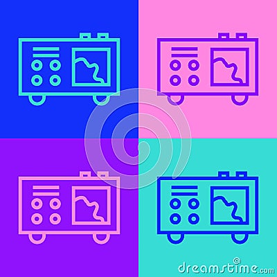Pop art line Spectrometer icon isolated on color background. Vector Vector Illustration