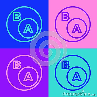 Pop art line Subsets, mathematics, a is subset of b icon isolated on color background. Vector Vector Illustration
