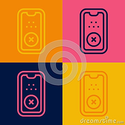 Pop art line Taxi mobile app icon isolated on color background. Mobile application taxi. Vector Vector Illustration