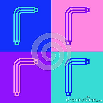 Pop art line Tool allen keys icon isolated on color background. Vector Stock Photo