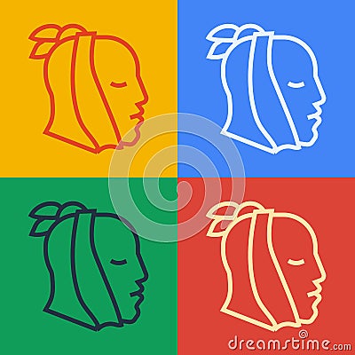 Pop art line Toothache icon isolated on color background. Vector Vector Illustration