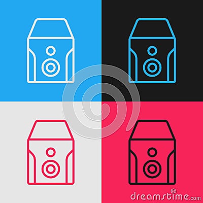 Pop art line Uninterruptible power supply UPS icon isolated on color background. Vector Vector Illustration