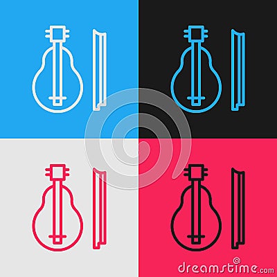 Pop art line Violin icon isolated on color background. Musical instrument. Vector Vector Illustration