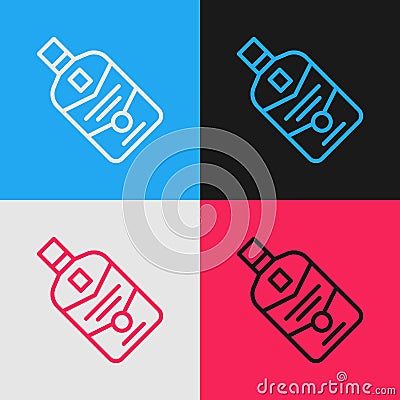 Pop art line Whiskey bottle icon isolated on color background. Vector Vector Illustration