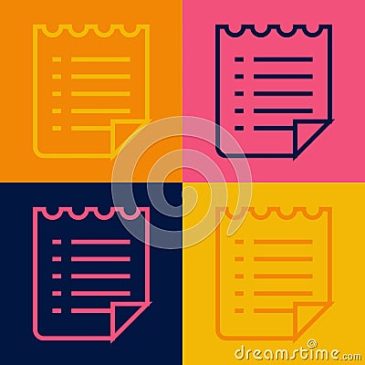 Pop art line Wish list template icon isolated on color background. Vector Vector Illustration