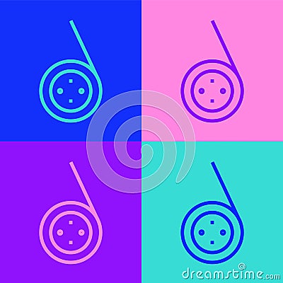 Pop art line Yoyo toy icon isolated on color background. Vector Vector Illustration