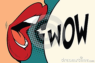 Pop art mouth wow Vector Illustration