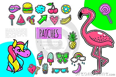 Pop Art Patches Composition Vector Illustration