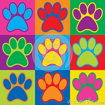 Pop Art Paws Vector Illustration