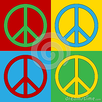 Pop art peace symbol icons Vector Illustration