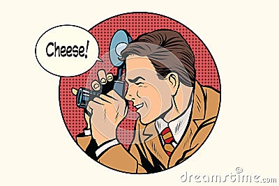 Pop art photographer cheese Vector Illustration