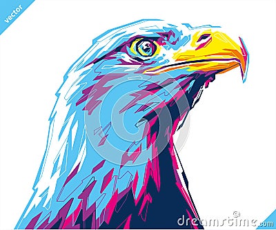 Pop art portrait of agressive eagle. Vector illustration Vector Illustration