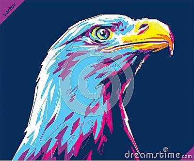 Pop art portrait of agressive eagle. Vector illustration Vector Illustration