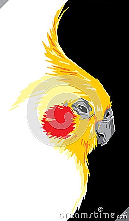 Pop art portrait of beautiful parrot. Vector illustration Cartoon Illustration
