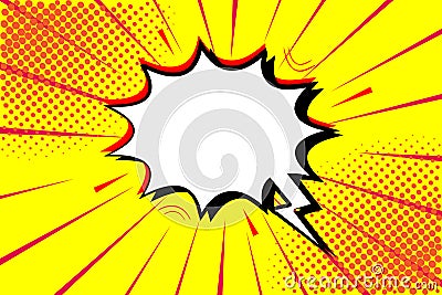 Pop art retro comic. Yellow background. Lightning blast halftone dots. Cartoon vs. Vector Vector Illustration