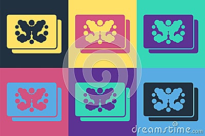 Pop art Rorschach test icon isolated on color background. Psycho diagnostic inkblot test Rorschach. Vector Vector Illustration